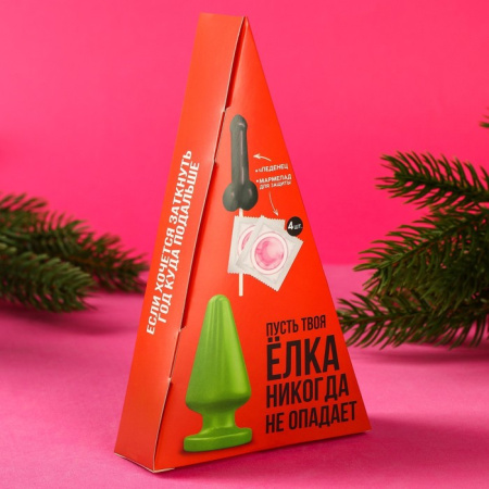 Набор в коробке с шипами «Какой год - такая и ёлка»: леденец 20 г. и мармеладные презервативы, 36 г.